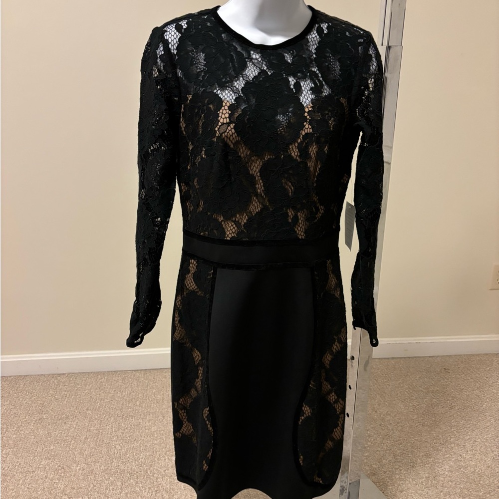 Tadashi Soji stretch lace and velvet lined dress